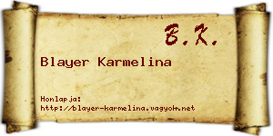 Blayer Karmelina névjegykártya